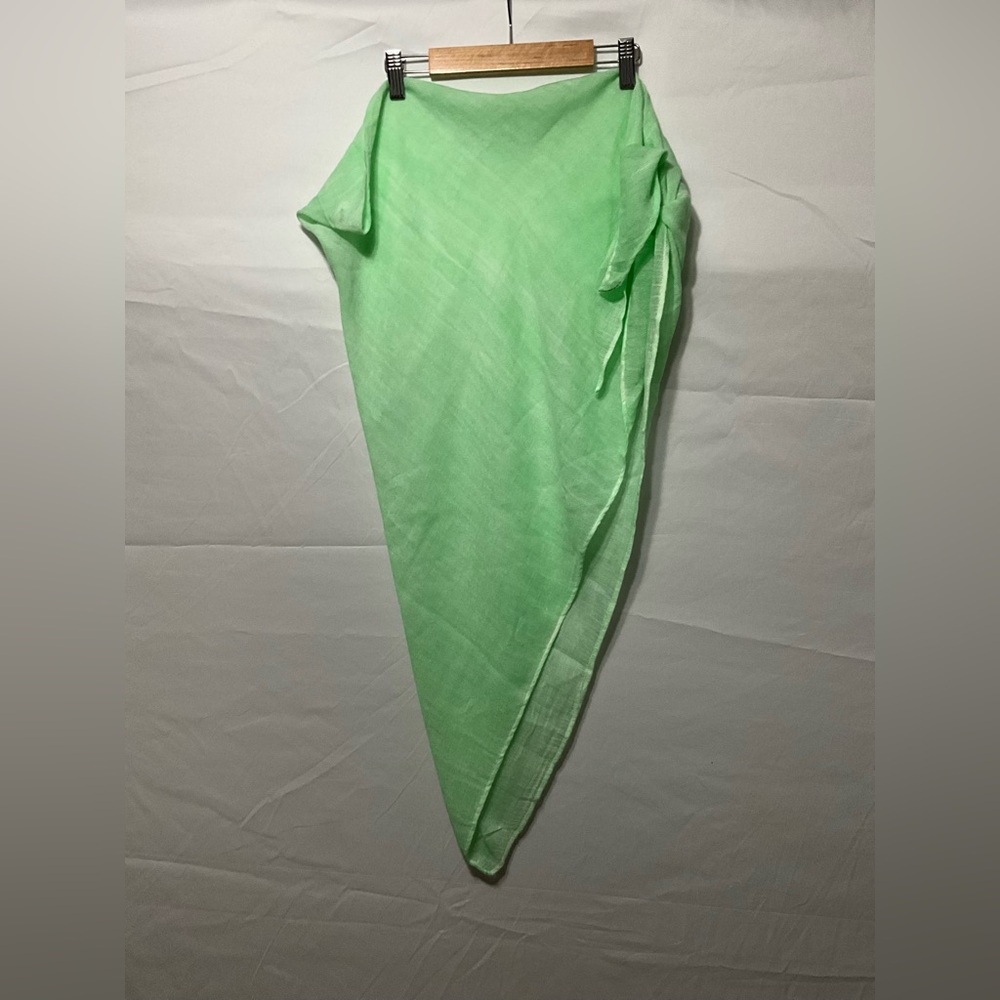 Aerie Green Swim Sarong with Asymmetrical Design